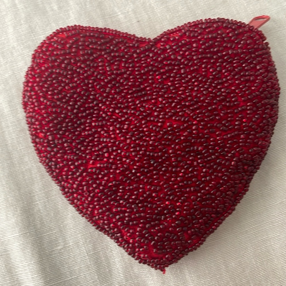 Beaded heart change purse